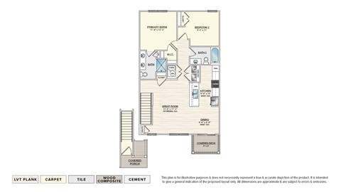 Floor plan for 2 beds, 2 baths, 1058 sqft